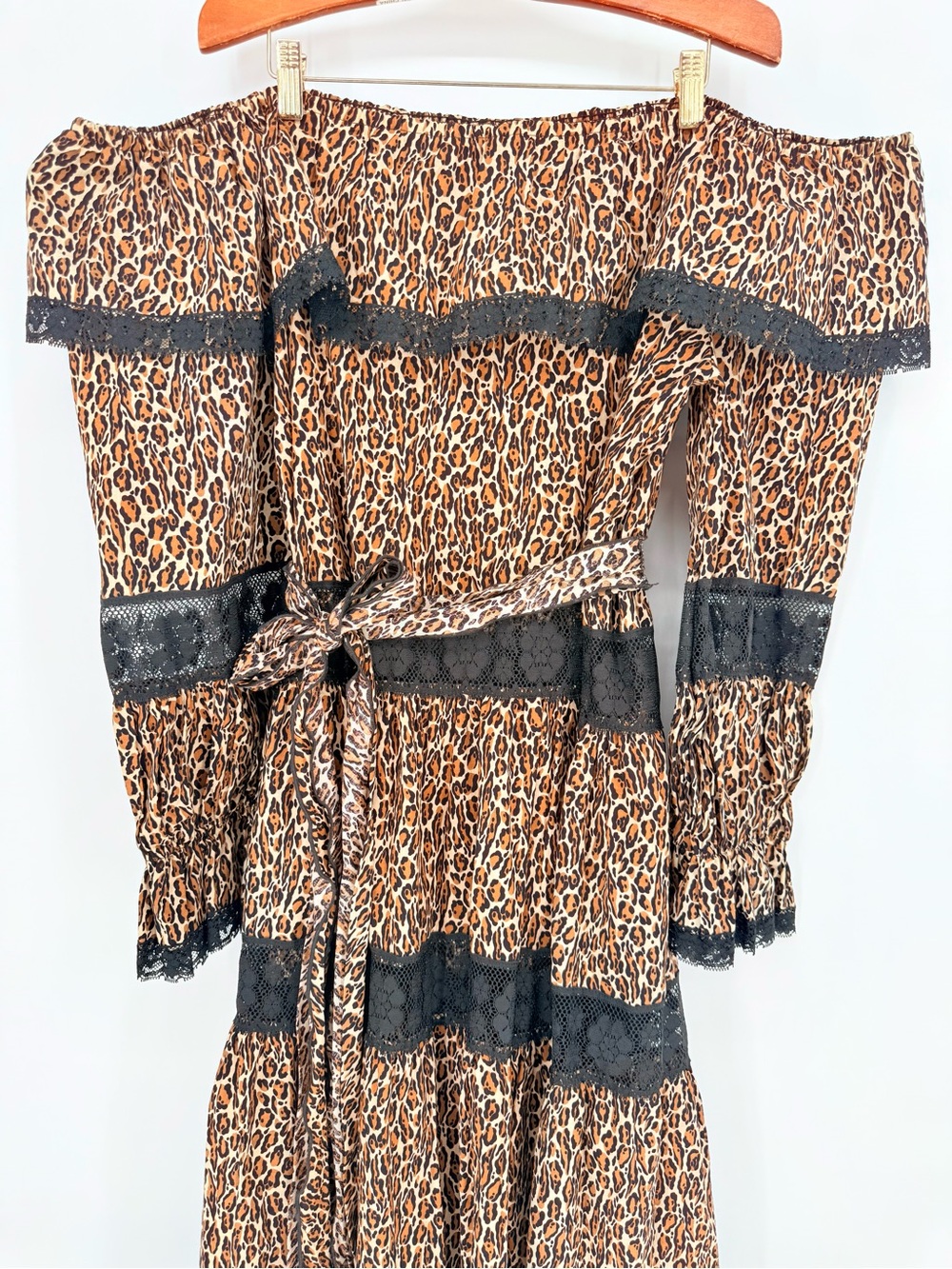 David Brown Vintage 70s Small Animal Print 100% Cotton Maxi Dress Boho Prairie - Picture 5 of 13